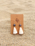 White Cone Black Pearl Earrings