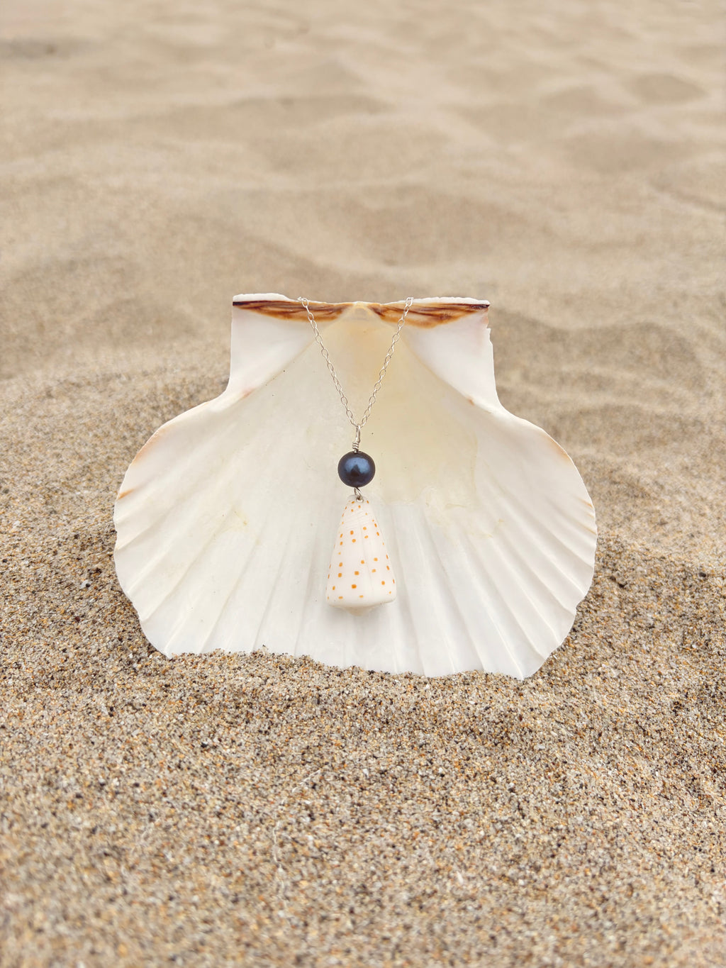 Cone + Black Pearl Necklace