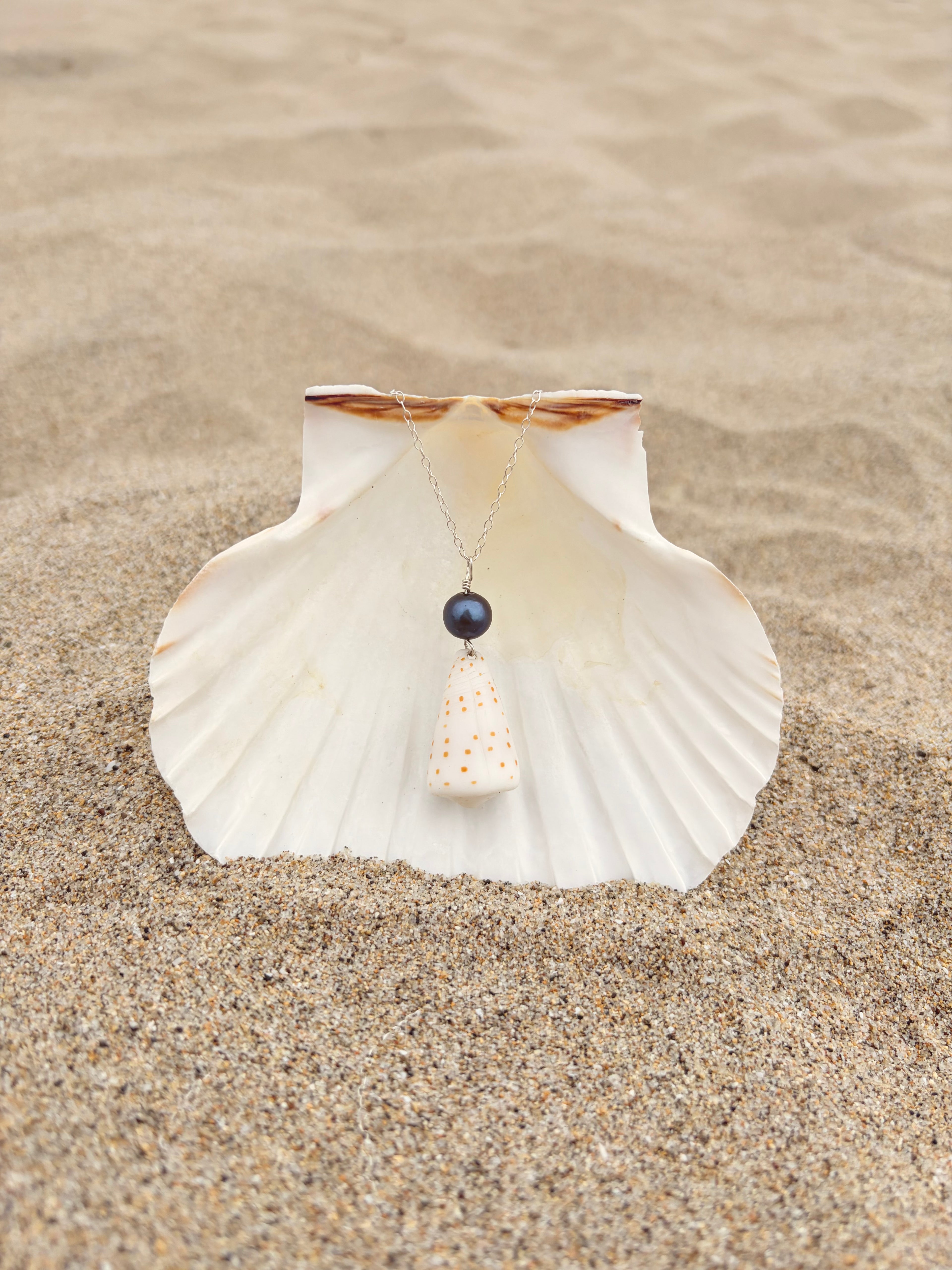 Cone + Black Pearl Necklace