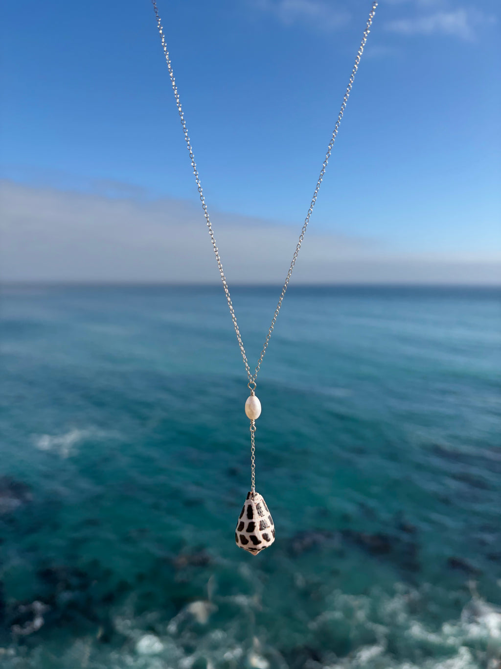 Hebrew Cone + Pearl Drop Necklace