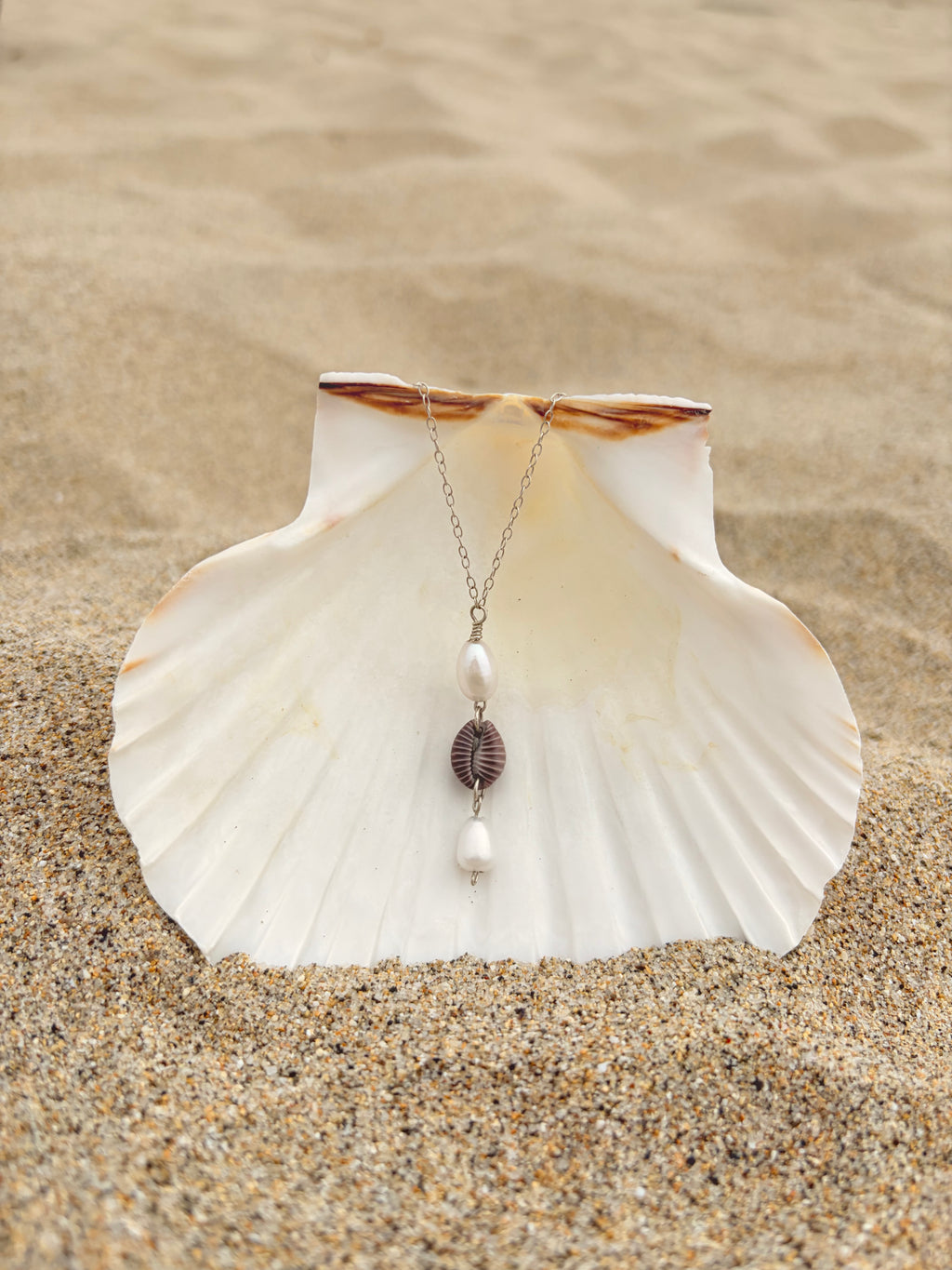 Purple Cowrie Pearl Necklace